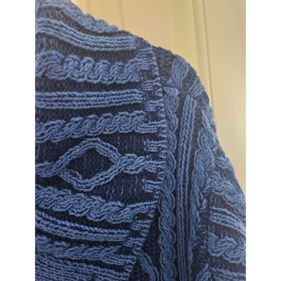Aran Crafts Ireland Irish Fisherman cable knit cardigan blue wool XL - Picture 4 of 5